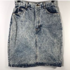 Vintage 80s 90s Acid Wash Denim Skirt
